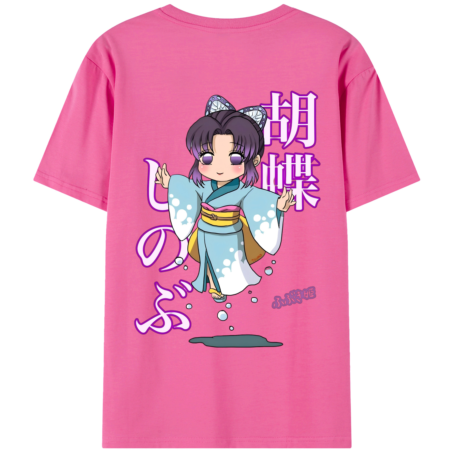 （画像用） 鬼滅の刃（きめつのやいば）蟲柱-胡蝶 しのぶ／こちょう しのぶ Kochou Shinobu レディース半袖Tシャツ(バックプリント)